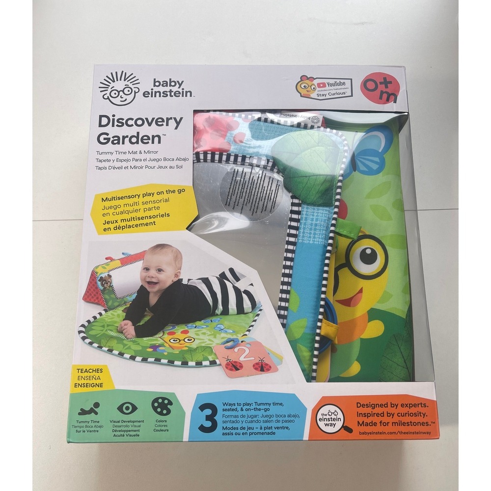 Baby Einstein Discovery Garden Tummy Time Mat & Mirror Multisensory Infant Toy - Picture 2 of 5